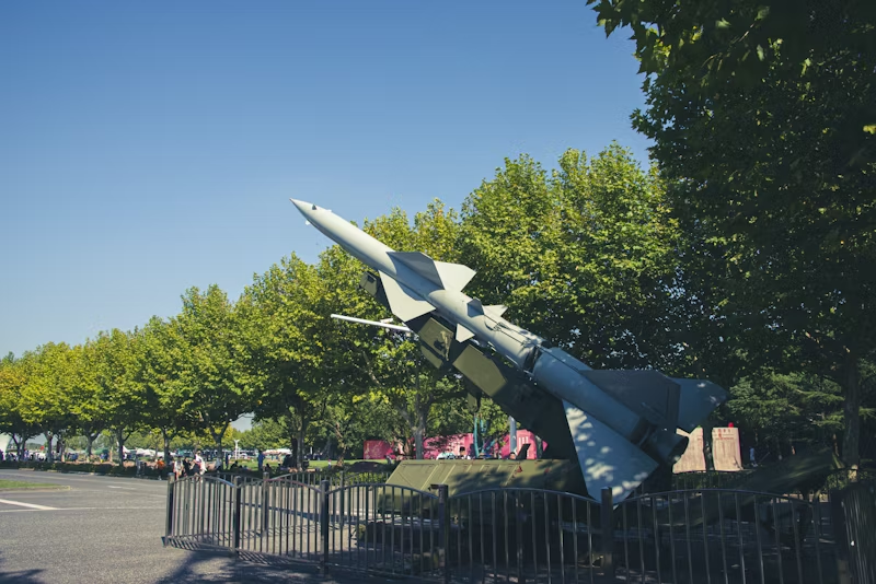 a statue of a missile