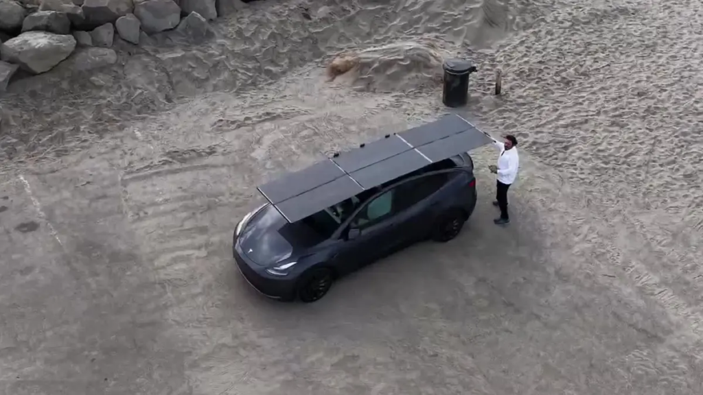 The extended roof system while parked