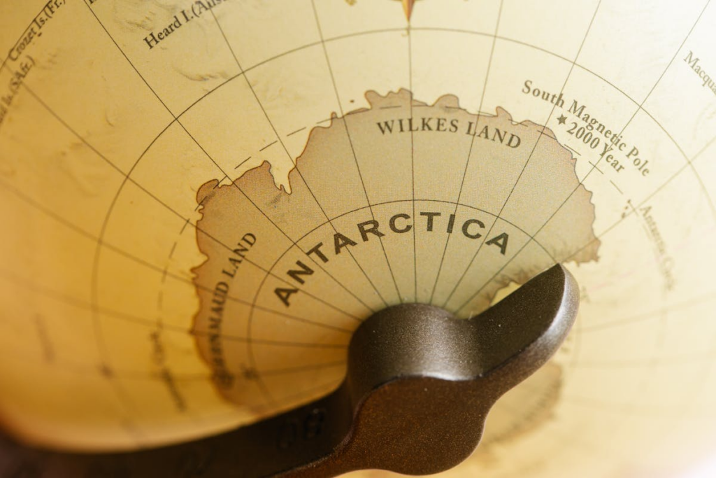Antarctica on a globe