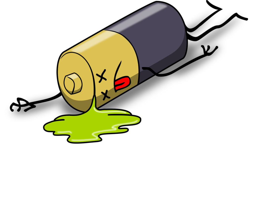 a dead battery leaking