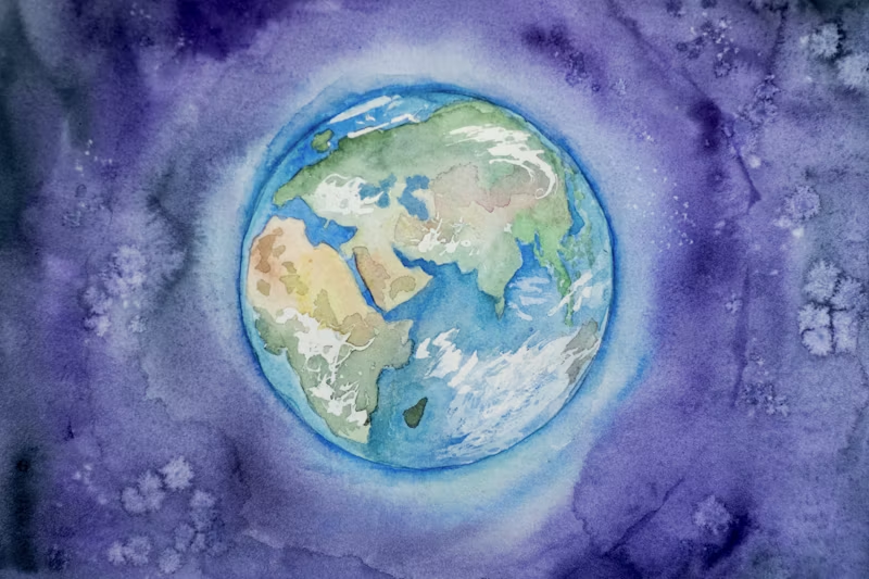 a water-colored painting of Earth