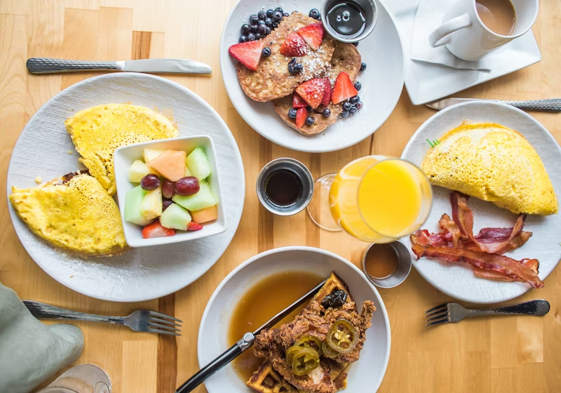 multiple breakfast plates