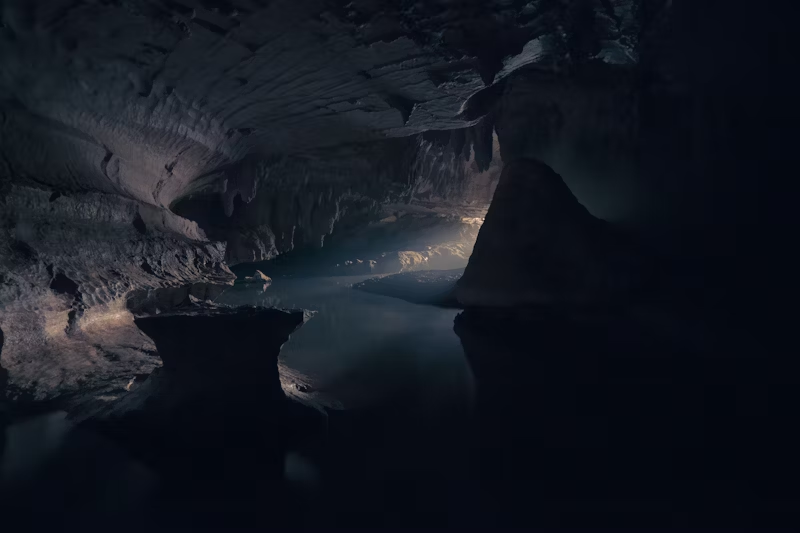 the interior of a cave
