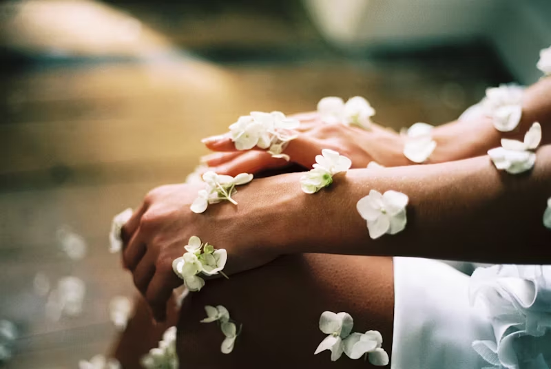 a person with flowers all over their skin