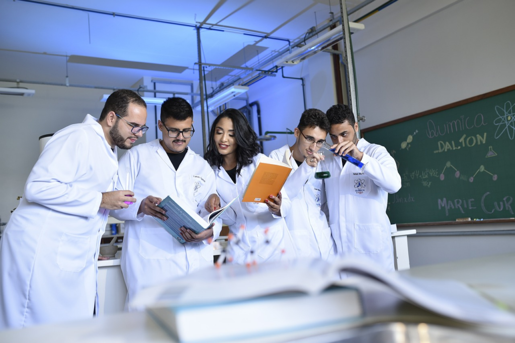 a group of scientists working together