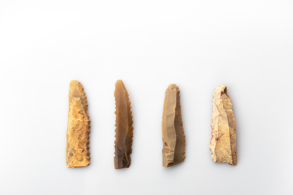 four mountain ranges from the stone age, from the Paleolithic period. Hand tools of the Acheulean culture.
