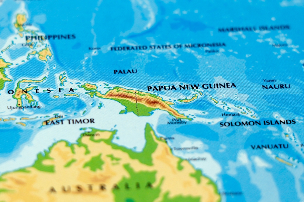 world map or atlas of papua new guinea and solomon islands

