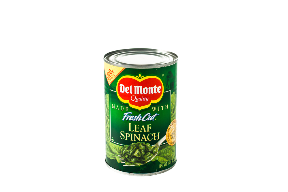 Winneconne, WI - 5 February 2015: Del Monte Leaf Spinach in a can. Del Monte was created in 1886 and is located in San .