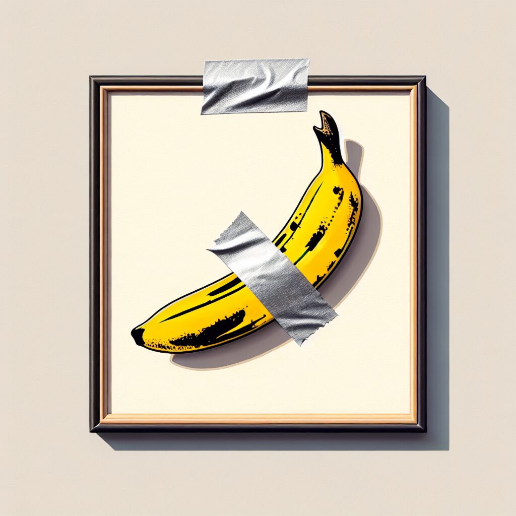 Cartoon artistic image of duct tape banana
