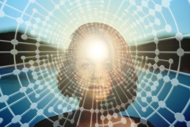 woman with radiating light