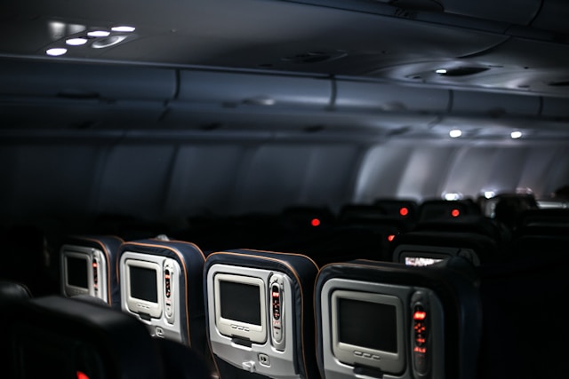 tv screens in a plane