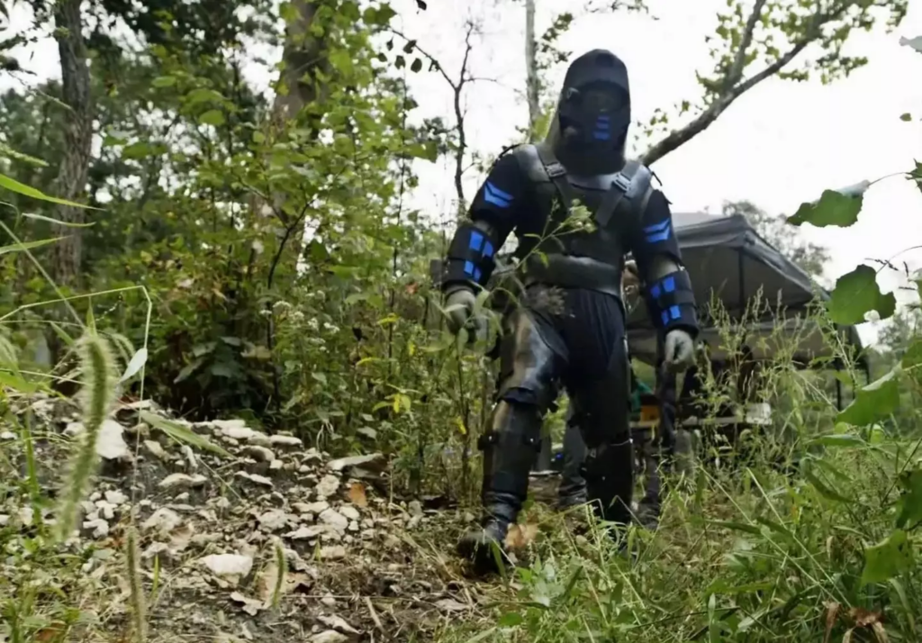 He wore a custom-made carbon fibre suit to protect himself