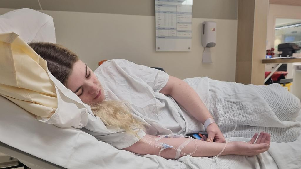 Emily Norton in hospital bed