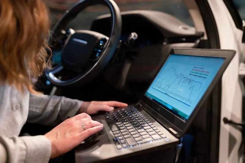 data being viewed from a car