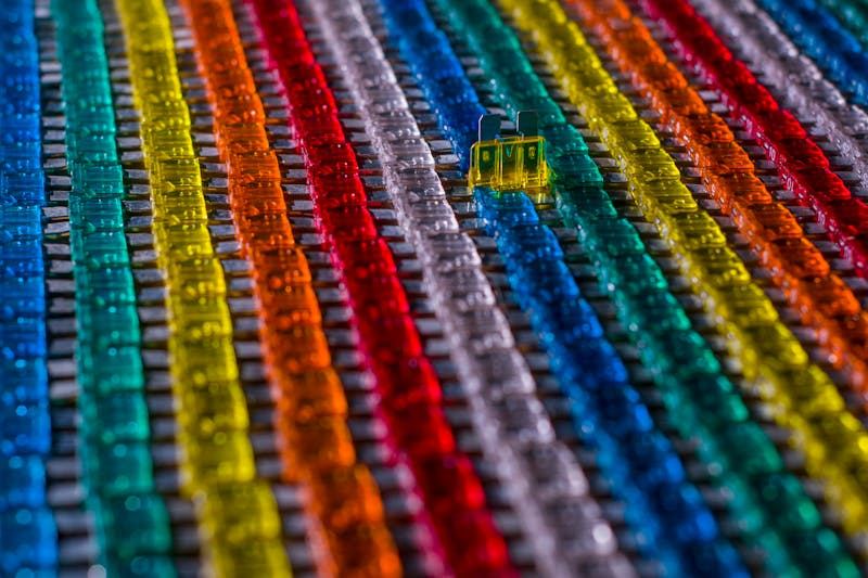 a lineup of car fuses