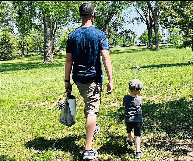 Patrick comes home full of energy, playing with his 2-year-old son while still having energy left over