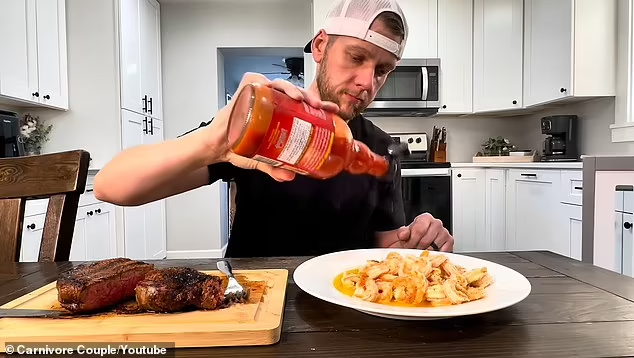 The diet can become pretty monotonous, Patrick said, so to mix it up he'll sometimes eat sauteed shrimp or air-fried chicken wings
