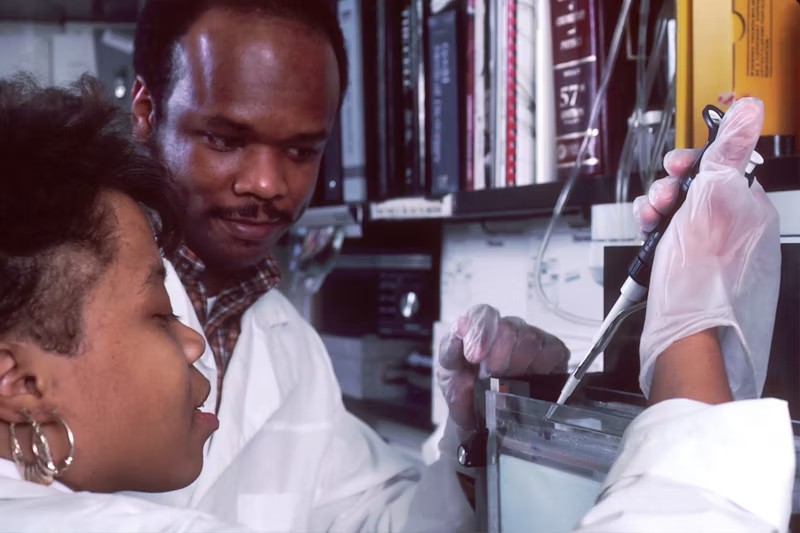 two doctors testing on different samples