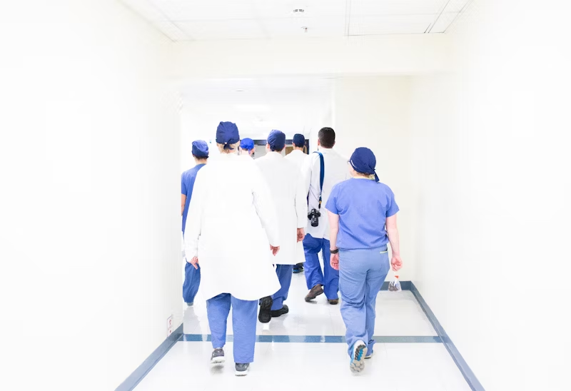 group of doctors walking away