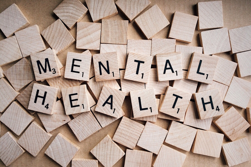 MENTAL HEALTH written out in Scrabble letters