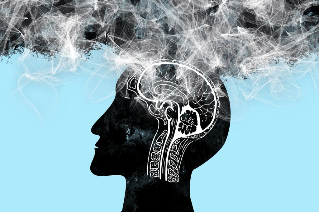 a person's brain heading up into a fog