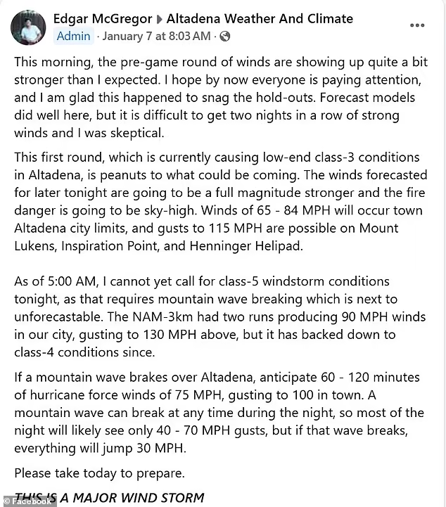 Edgar McGregor's Facebook warning