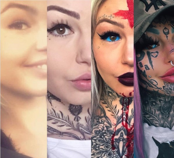 A collage showing Amber's transition through the years.