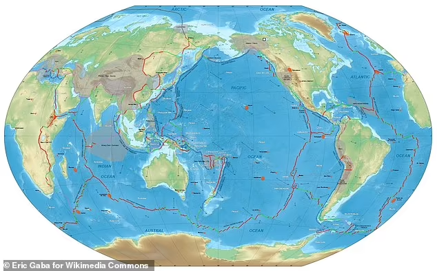 The Pacific is one large plate so it should not have any subduction material under it. Plate boundaries are pictured here in red 