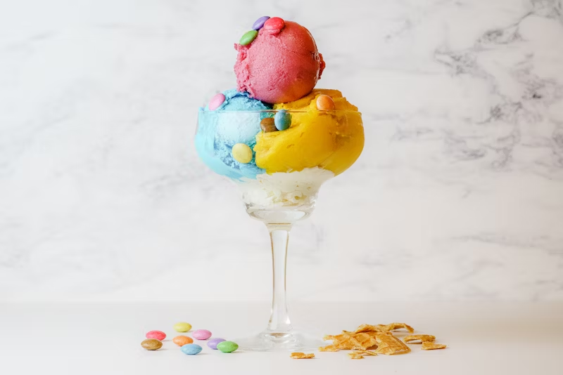 colorful ice cream in a glass