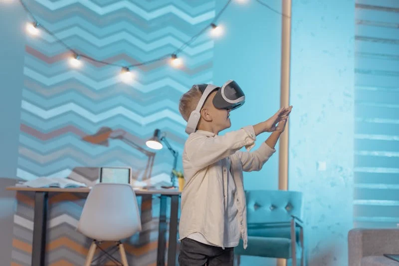 a child wearing holographic glasses