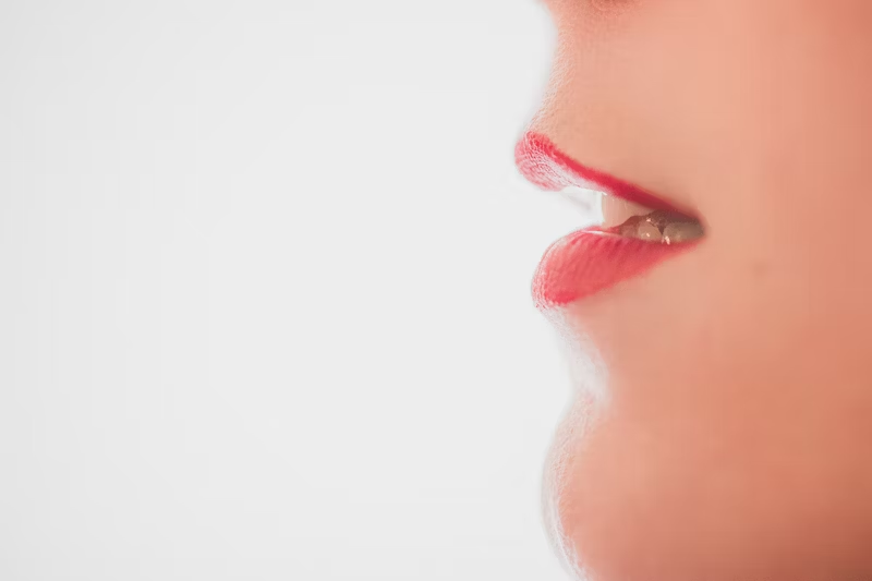 side profile of a person's mouth