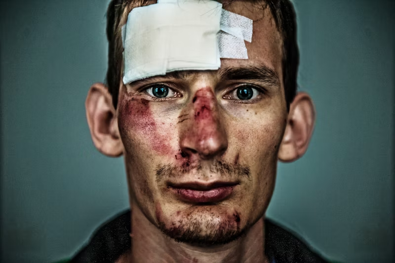 a man with facial wounds