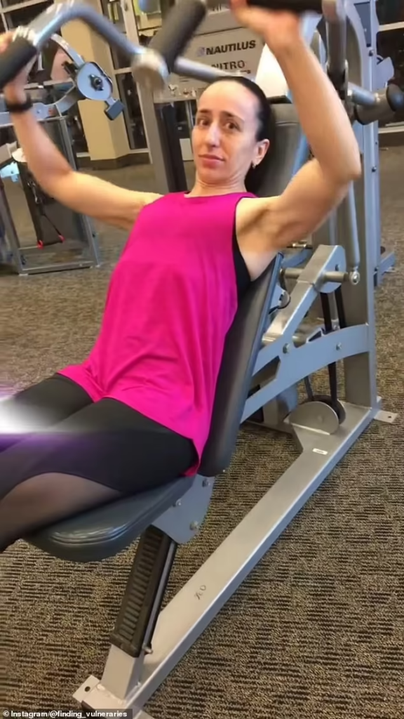 Mrs Smith working out before her reaction 