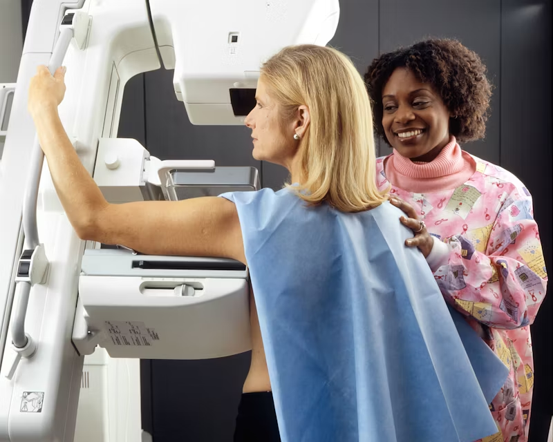 woman getting a mammogram