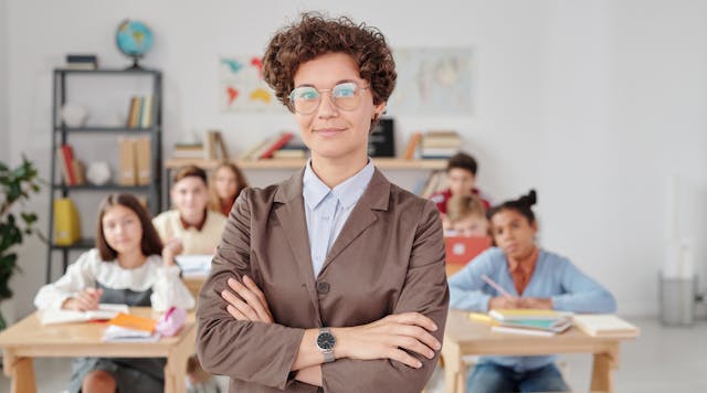 teacher in fromt of class