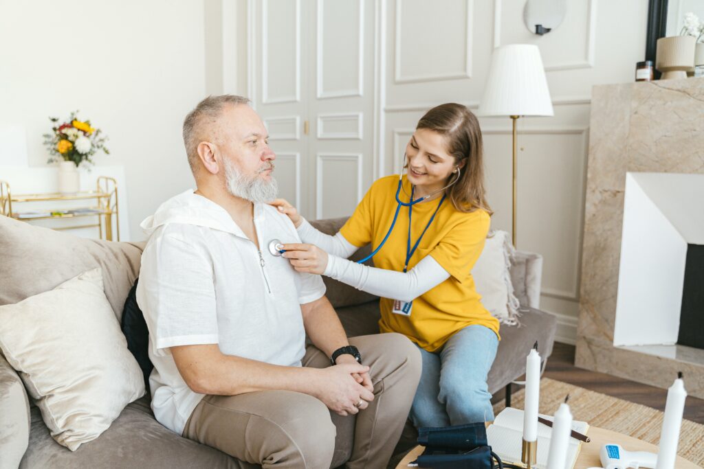 man getting a health check up 