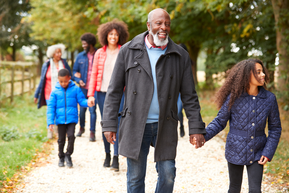 Multi Generation Family On Autumn Walk In Countryside Together