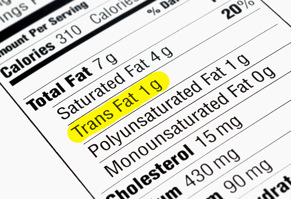 Nutrition label highlighting the unhealthy trans fats

