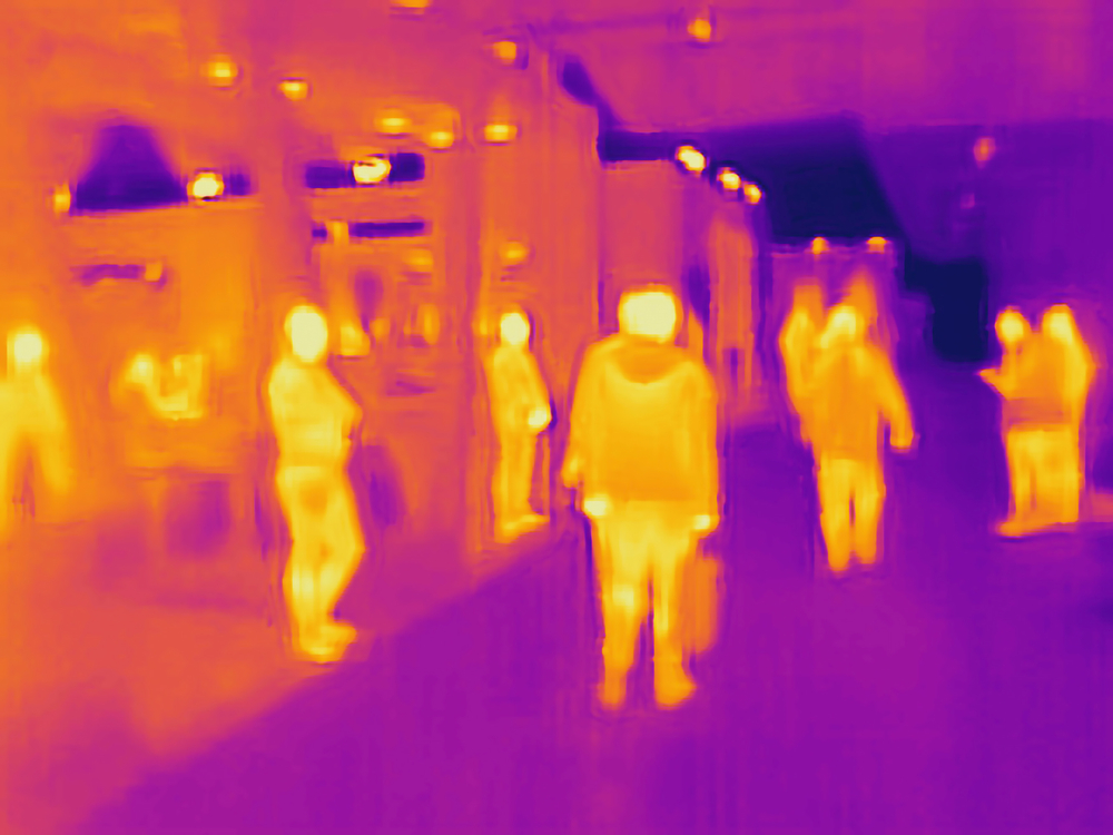People at the fair. Real thermal camera image.