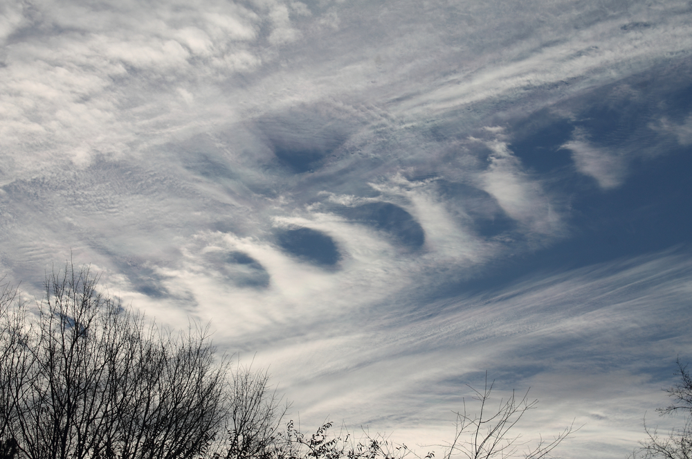 Kelvin Helmholtz wave clouds during a cold winter day.