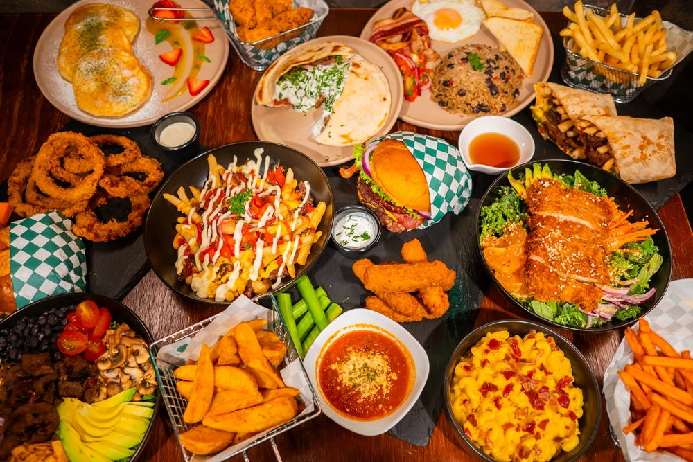 Mix of food assorted at the table
