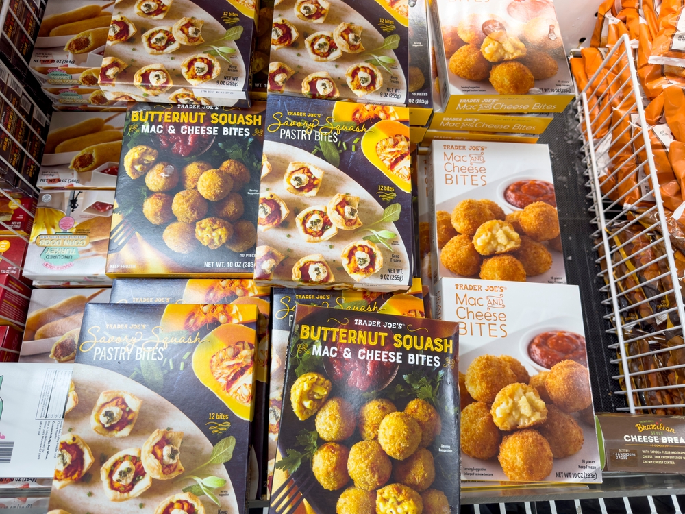 Los Angeles, California, United States - 08-14-2024: A view of assorted frozen appetizers, on display at a local Trader Joe's.