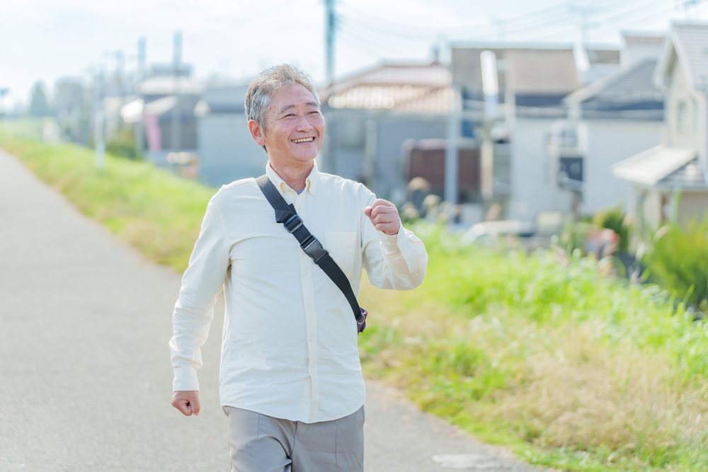 Elderly man taking a walk
