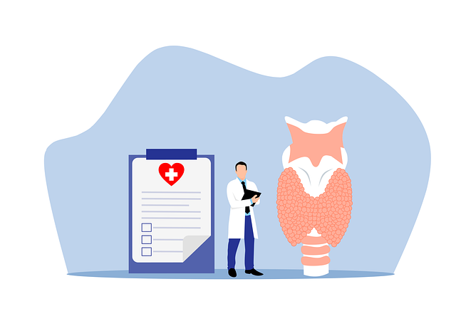 doctor and thyroid gland uillustration