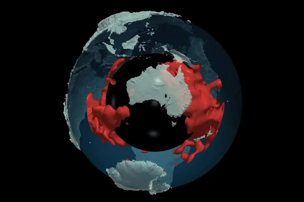 The subterranean “supercontinents” under The Pacific and Africa