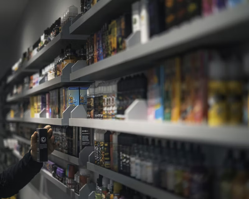 store aisle of vape products