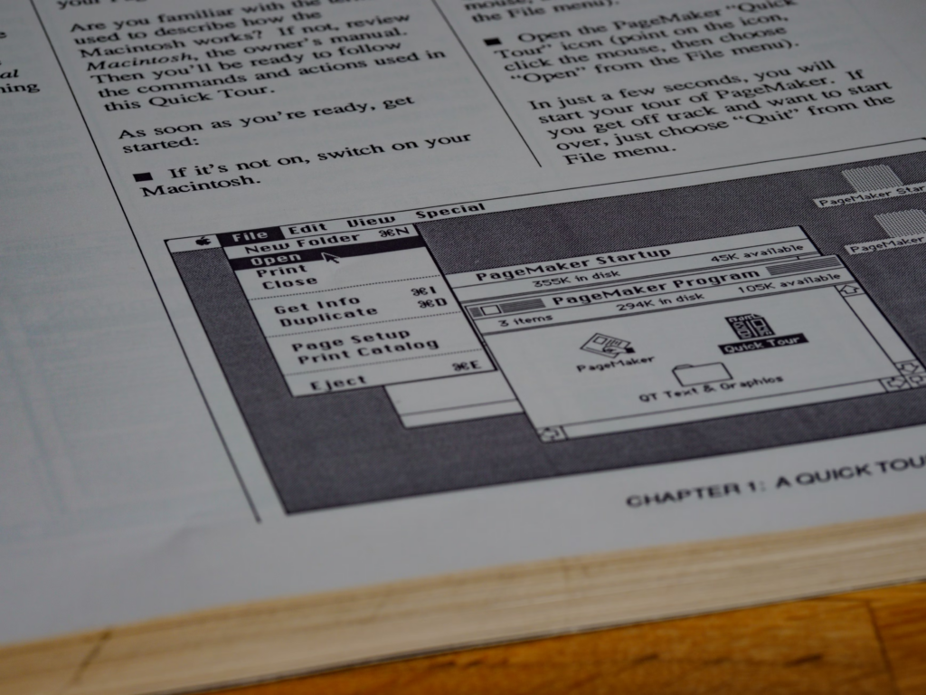 A manual displaying a computer program, illustrating the intersection of literature and technology.