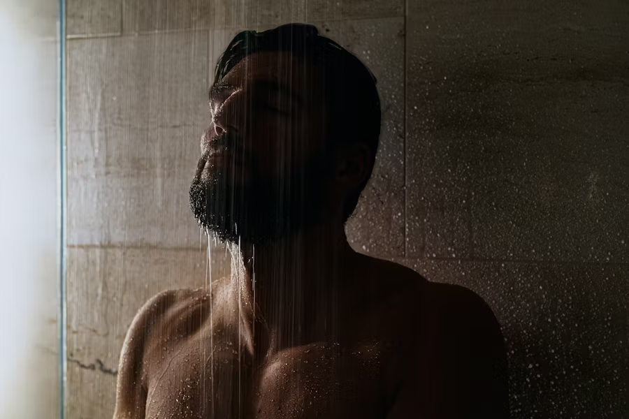 a man relaxing under the water
