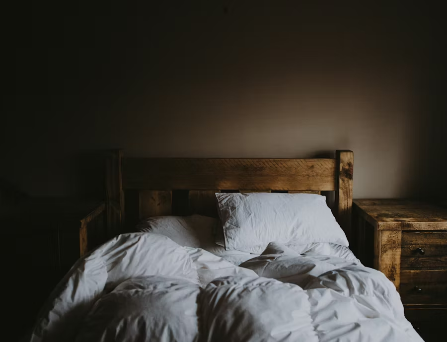 an unmade bed