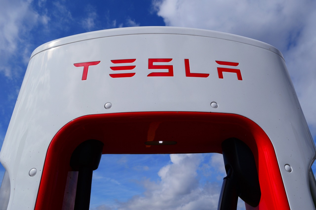 A Tesla charging station